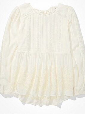 American Eagle Outfitters Ivory Blouse with Subtle Texture